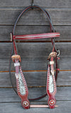 Showman™ leather browband beaded headstall. - Country Scene Saddlery and Pet Supplies