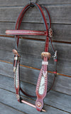 Showman™ leather browband beaded headstall. - Country Scene Saddlery and Pet Supplies