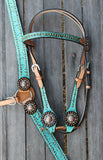 New! Showman ® Light Oil Filigree Headstall and Breast Collar Set with Copper Rosette Conchos. - Country Scene Saddlery and Pet Supplies