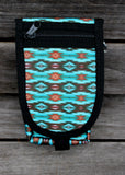 Showman Cordura Phone/ Accessory Pouch- Teal Aztec 2 - Country Scene Saddlery and Pet Supplies