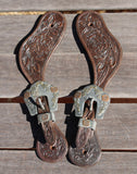 New! Cashel Cowboy Guns & Roses Spur Straps - Chocolate - Spur Straps