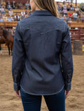 New!Stockyard Stripe Charcoal Ladies RawhiTitlede Western Arena Shirt Ladies western shirts
