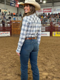New!L1482 - Silver Spur Grey Check Ladies Rawhide Western Shirt | Fitted Arena Shirt Ladies western shirts