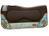 New! Klassy Cowgirl 28x30 Barrel Style 1” Brown felt pad with teal - Country Scene Saddlery and Pet Supplies