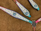 NEW! Showman ® Cowhide inlay One Ear headstall and breast collar set - Country Scene Saddlery and Pet Supplies
