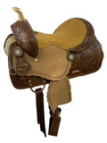 12" Double T Medium Oil Youth Barrel style saddle set with suede seat. - Country Scene Saddlery and Pet Supplies