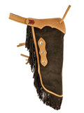 CH-12 Showman ® Chocolate suede chinks with Argentina basket Stamp tooling. - Country Scene Saddlery and Pet Supplies