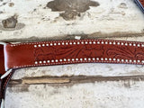 New! Floral Tooled and Silver Dots Leather Breastplate - Country Scene Saddlery and Pet Supplies