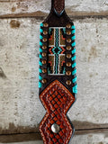 New! Turquoise Buckstitched Beaded One Eared Bridle - Country Scene Saddlery and Pet Supplies