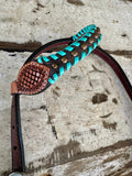New! Turquoise Buckstitched Beaded One Eared Bridle - Country Scene Saddlery and Pet Supplies