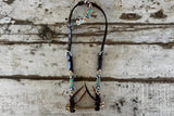 New! Gold, Teal And Burgundy Beaded One Eared Bridle - Country Scene Saddlery and Pet Supplies