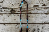 New! Blue, White and Gold Beaded One Eared Bridle - Country Scene Saddlery and Pet Supplies