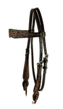 Showman ® Argentina cow leather browband headstall with sunflower tooling. - Country Scene Saddlery and Pet Supplies
