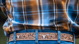 New! Beautiful Tooled White Longhorn Belt - Mens Belt