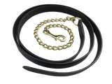 New! Leather Lead Chain with Brass or Silver Fittings - Country Scene Saddlery and Pet Supplies