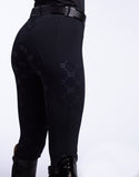 Teen and Ladies Luna Black on Black Horse Riding Tights - Country Scene Saddlery and Pet Supplies