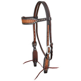 New! Showman Plains Patch Argentina Cow Leather Browband Headstall - Country Scene Saddlery and Pet Supplies
