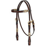 New! Showman Prairie Oak Argentina Cow Leather Browband Headstall - Country Scene Saddlery and Pet Supplies