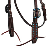 New! Showman Midnight Jewel Argentina Cow Leather Browband Headstall - Country Scene Saddlery and Pet Supplies