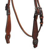New! Showman Classic Basket Argentina Cow Leather Browband Headstall - Country Scene Saddlery and Pet Supplies