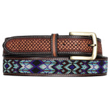 New! Showman Navajo Nights Argentina Cow Leather Beaded Belt - Country Scene Saddlery and Pet Supplies