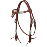 New! Showman Aqua Rawhide Argentina Cow Leather Futurity Knot Headstall - Country Scene Saddlery and Pet Supplies