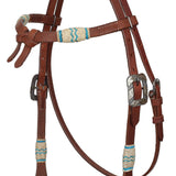 New! Showman Aqua Rawhide Argentina Cow Leather Futurity Knot Headstall - Country Scene Saddlery and Pet Supplies