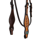 New! Showman Sierra Diamond Argentina Cow Leather Browband Headstall - Full/Cob (One Size) - #Western Bridles