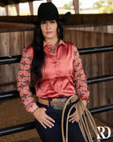 New! PECOS PEACH SATIN MESH PERFORMANCE RODEO SHIRT - Country Scene Saddlery and Pet Supplies