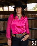 New! PINK PISTOL SATIN MESH PERFORMANCE RODEO SHIRT - Country Scene Saddlery and Pet Supplies