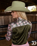 New! POPPY SAGE SATIN MESH PERFORMANCE RODEO SHIRT - Country Scene Saddlery and Pet Supplies