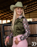 New! POPPY SAGE SATIN MESH PERFORMANCE RODEO SHIRT - Country Scene Saddlery and Pet Supplies