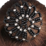 New! Pearl Hair Bun Net - with Crystals