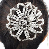 New! Pearl Hair Bun Net - with Crystals