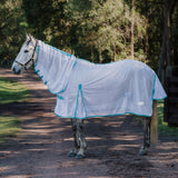 New! Dakota Fly Mesh Combo -White/Turquoise - Country Scene Saddlery and Pet Supplies