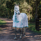 New! Dakota Fly Mesh Combo -White/Turquoise - Country Scene Saddlery and Pet Supplies