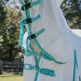 New! Dakota Fly Mesh Combo -White/Turquoise - Country Scene Saddlery and Pet Supplies