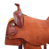New! Fort Worth Cowhorse Rough Out Saddle - Chestnut - Country Scene Saddlery and Pet Supplies