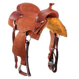New! Fort Worth Cowhorse Rough Out Saddle - Chestnut - Country Scene Saddlery and Pet Supplies