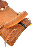 New! Youth Roping Style Western Hard Seat Saddle with Floral Tooling - 13 Inch - Country Scene Saddlery and Pet Supplies