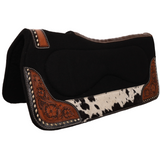 New! Showman 31" x 32" Bloomhide Contoured Black Felt Saddle Pad - Country Scene Saddlery and Pet Supplies