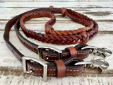 New! Ruby Rose Plaited Reins with Knots - Country Scene Saddlery and Pet Supplies