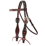 New! Fort Worth Prairie Dreams Headstall - Brown Flowers - Country Scene Saddlery and Pet Supplies