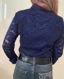 L1315-NELLY Ladies 1/2 Lace Western Shirt - Country Scene Saddlery and Pet Supplies