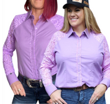L1452 Bridy- Ladies 1/2 Lace Western Shirt - Country Scene Saddlery and Pet Supplies