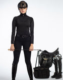 Teen and Ladies Luna Black on Black Horse Riding Tights - Country Scene Saddlery and Pet Supplies