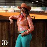 New! TANGERINE SPARKLE PERFORMANCE RODEO SHIRT - Western Shirts