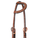 New! Showman Bronze Scallop One Ear Headstall - Country Scene Saddlery and Pet Supplies