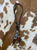 Showman ® Two Tone Argentina Cow Leather One Ear Headstall with Southwest Beaded Inlays - Country Scene Saddlery and Pet Supplies