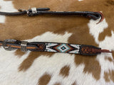 Showman ® Two Tone Argentina Cow Leather One Ear Headstall with Southwest Beaded Inlays - Country Scene Saddlery and Pet Supplies